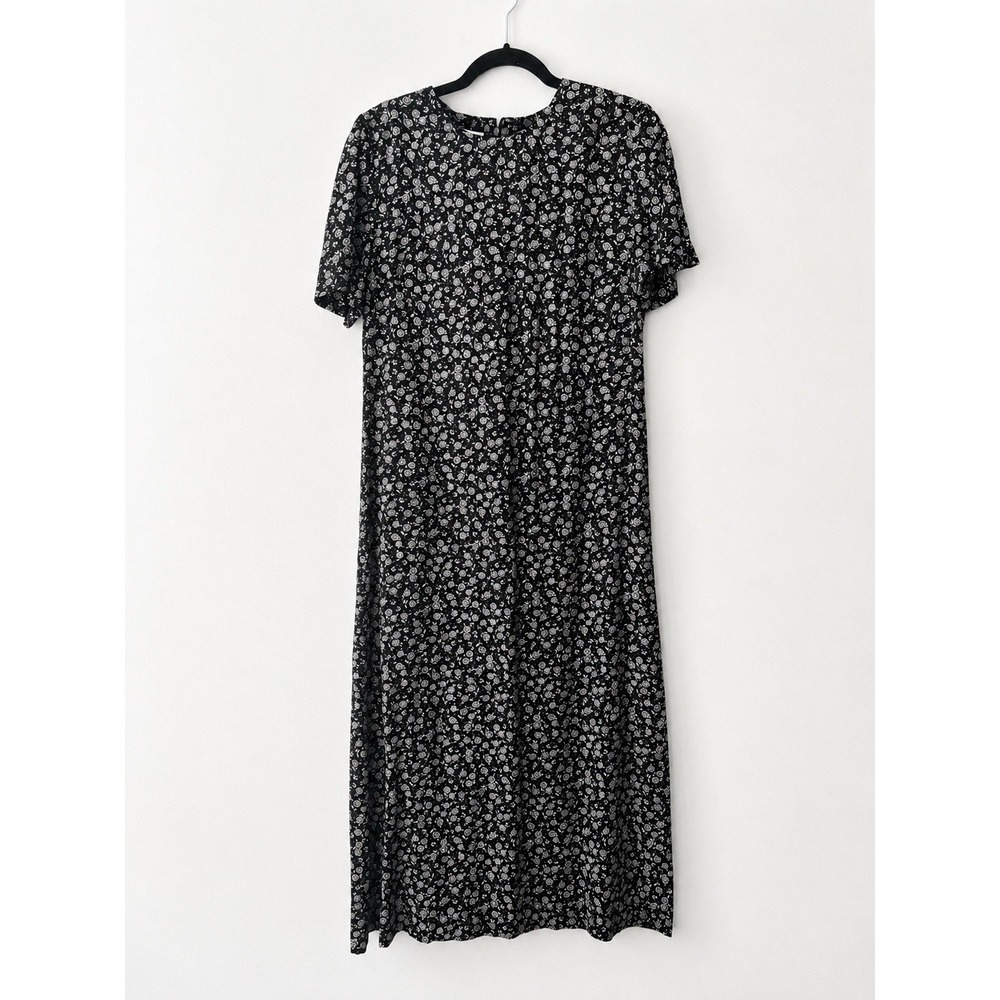 Vintage 90s Talbots Ditsy Floral Maxi Dress Rayon Cottagecore Prairie USA Sz 10